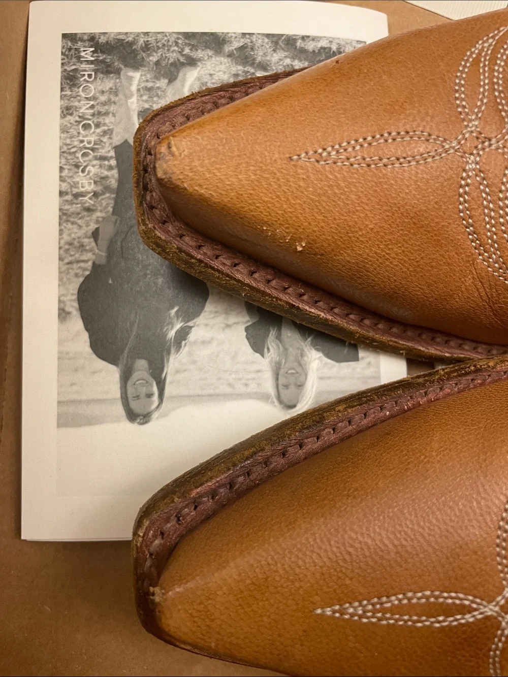 Miron Crosby Brooke Sienna Star Leather Ankle Boots